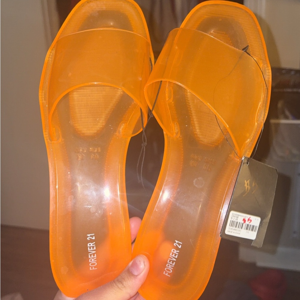 Forever 21 Bright Orange Slide Sandals